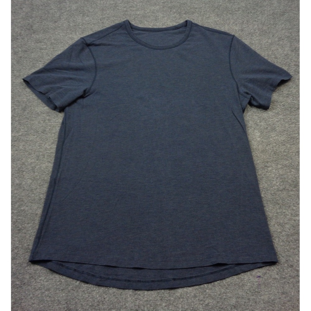 Lululemon‎ Fundamental Shirt Men L Blue Pima Cotton Blend Soft Stretch S/S